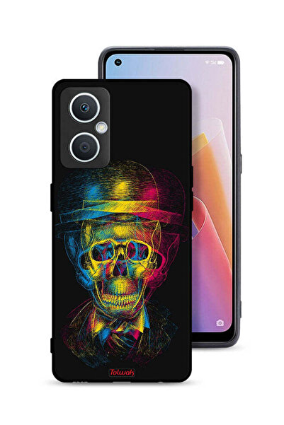 Tolwak جراب حماية لهاتف Oppo A96 5G (الصين) بتصميم جمجمة وقبعة ملونة وفن خيالي