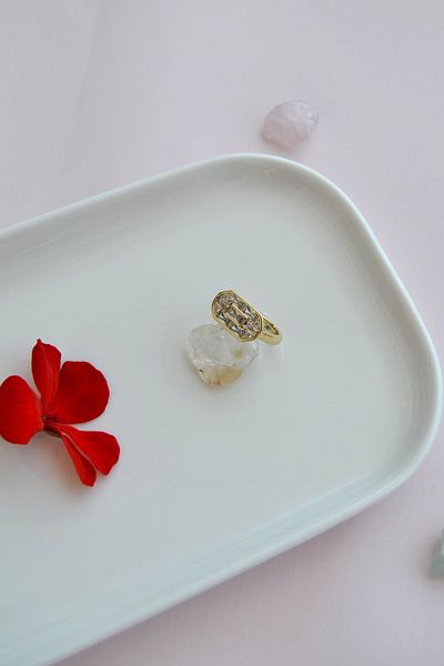 Sacce Scarves&Accessories Stoned Oval Pinky Ring – Gold