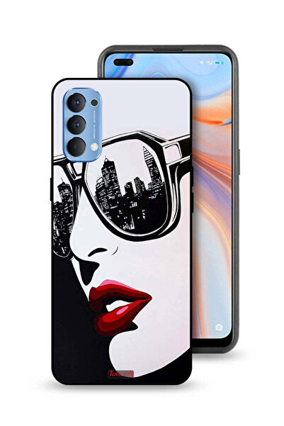 Tolwak غطاء حماية لهاتف Oppo Reno4 4G بتصميم وجه فتاة وفن تجريدي