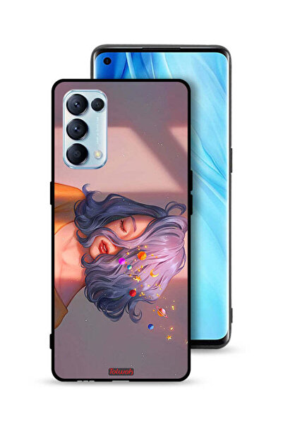 Tolwak Oppo Reno5 Pro 5G Protective Case Cover Girl And Space Art