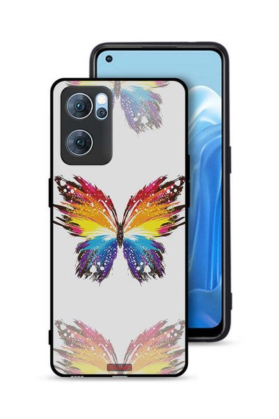 Tolwak غطاء حماية لهاتف Oppo Reno7 5G، تصميم فني رقمي، خلفية بسيطة، تصميم فراشة
