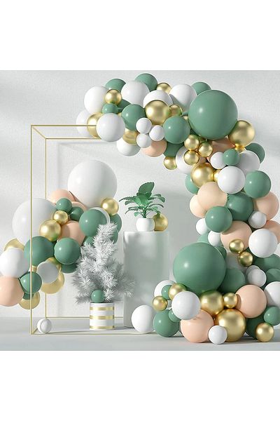 Baloane Vesele Balloon Arch Green Nude White 152 Pieces ARC131