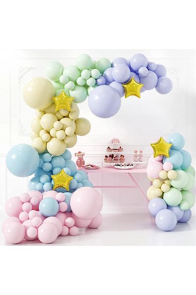 Baloane Vesele Pastel Colored Balloons Arch For Baptisms Anniversaries 145 Pieces ARC107