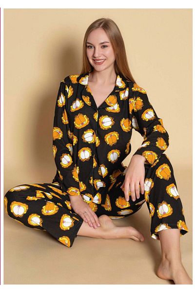 GİYDİNGİYDİN Women's Shirt Patterned Pajama Set