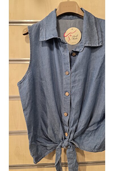 Park Moda Cămașă din denim italian cu cravată