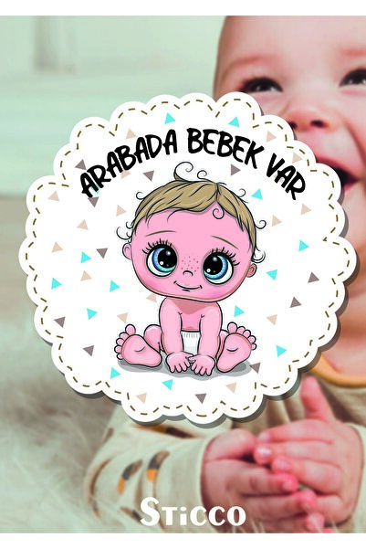 Sticco Arabada Bebek Var - Araba Cam Sticker 20x20 Cm
