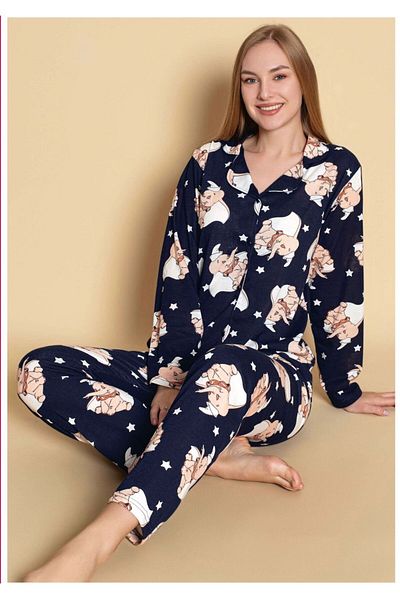 GİYDİNGİYDİN Women's Shirt Patterned Pajama Set