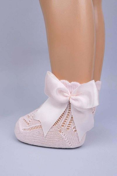 KIPIRIK BABY 3-Piece Baby Girl Ribbon Bow Detailed Pink Ecru White Socks