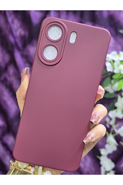 Magic Ring Redmi 13C Uyumlu İçi Kadife Bordo Baskılı Telefon Kılıfı