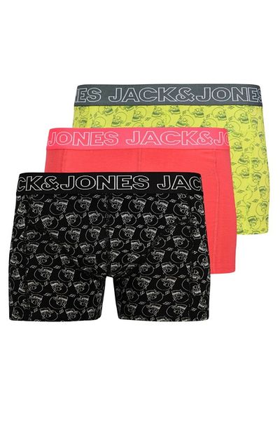 Jack & Jones J&J Jaccapri Skull Boxer Trunks 3 Pack Κίτρινο Κοραλί Μαύρο