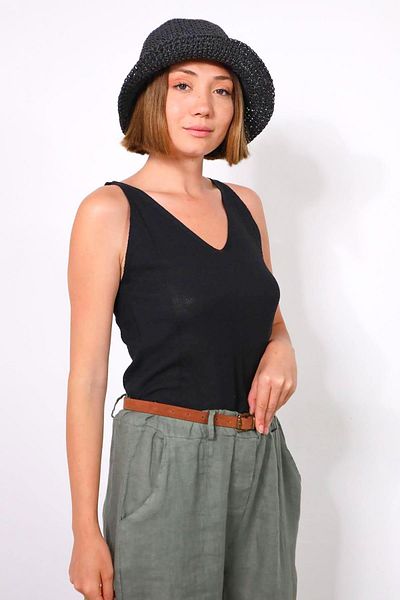 Neşeli Butik Women Black Straw Hat Nbmht03