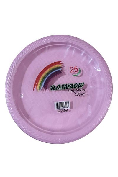 SELANİKLİ Party Plate Plastic Pink Pk 25 Round 22 cm