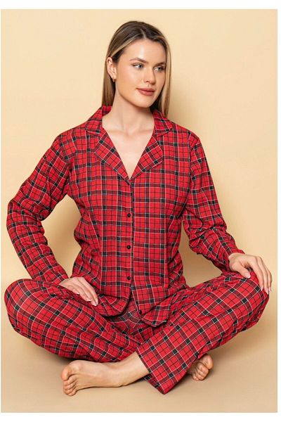 GİYDİNGİYDİN Women's Shirt Patterned Pajama Set