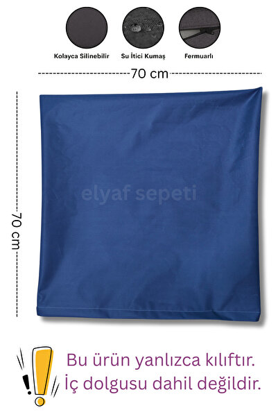 Elyaf Sepeti Su İtici Kare Fermuarlı Yer Minderi Kılıfı Bahçe Minder Kılıfı 7...