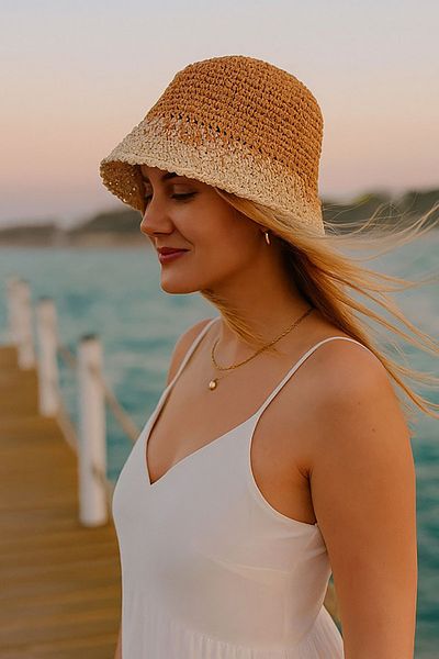 Neşeli Butik Women Camel 100% Straw Hat Nbmht04