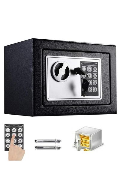 Primo Plus Compact Electronic Safe with Dual Locking System - Secure Storage for Money, Jewelry, 27X22x23 cm,