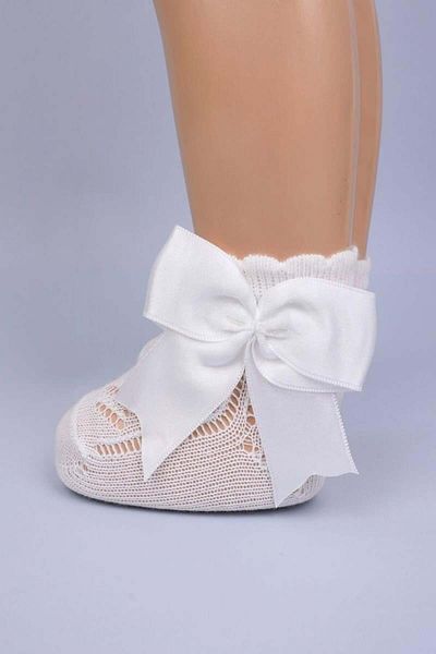 KIPIRIK BABY 3-Piece Baby Girl Ribbon Bow Detailed Pink Ecru White Socks
