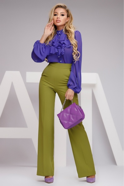 Atmosphere Fashion Ελαιδί ψηλόμεσο παντελόνι ίσιας γραμμής