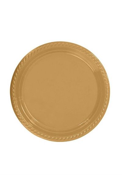 SELANİKLİ Party Plate Plastic Gold Pk 25 Round 22 cm