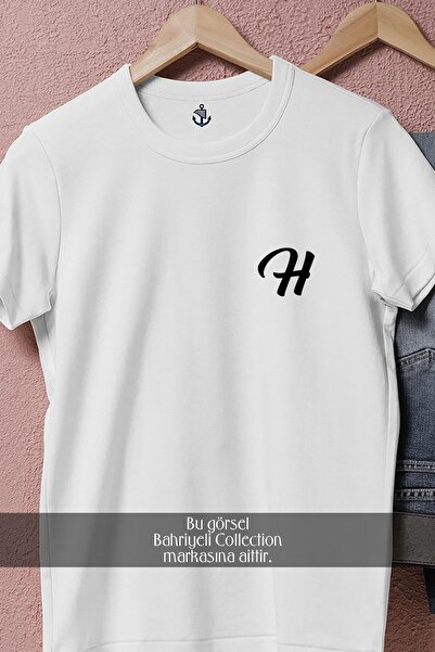 Bahriyeli Collection Μπλουζάκι Unisex με σχέδιο τσέπης με γράμμα H oversized