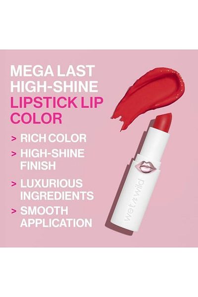 WET N WİLD Lipstick By Mega Last High-Shine Lipstick Lip Color Makeup, Pink Mad for Mauve