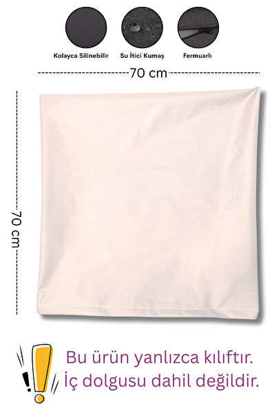 Elyaf Sepeti Su İtici Kare Fermuarlı Yer Minderi Kılıfı Bahçe Minder Kılıfı 7...