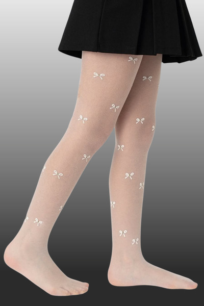 Katamino Κρέμα καλσόν με μοτίβο με λεπτή κορδέλα για κορίτσια 1 συσκευασία