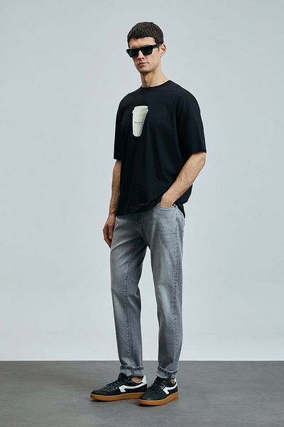 Lufian 111200207 Zeno Smart Jean Men's Trousers Slim Fit Men's Jeans Gray