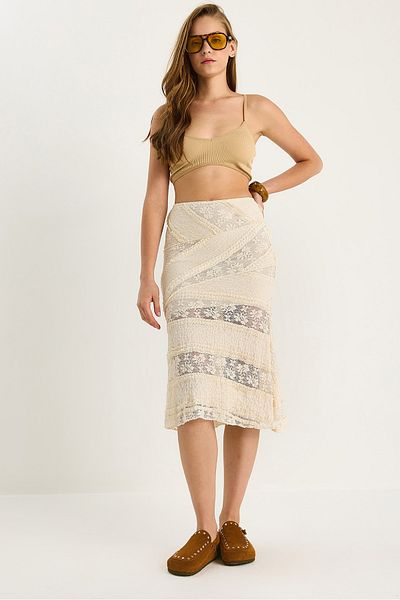 Bianco Lucci Γυναικεία Πλεκτή Φούστα Midi Ruched 60283488
