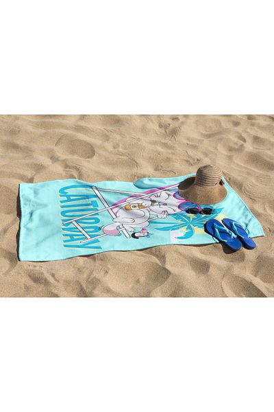 Home 3D Digital Caturday Theme Beach Towel