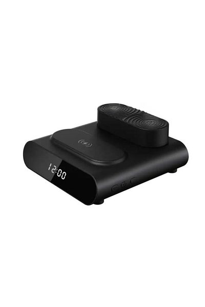Konzmann Difuzor aromaterapie cu incarcator wireless de 15 W si ceas de noptiera cu afisaj digital