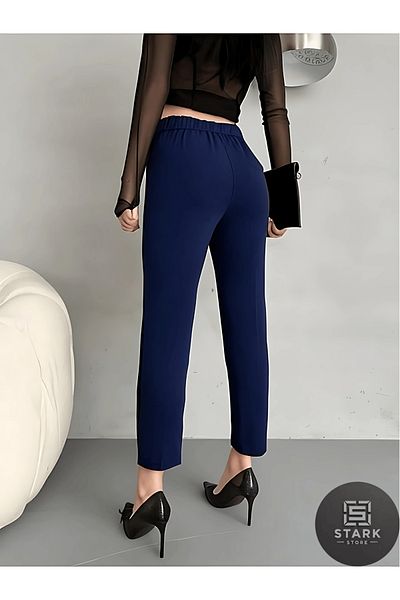Rift Jeans High Waist Elastic Carrot Cut Cloth Pants with Clips