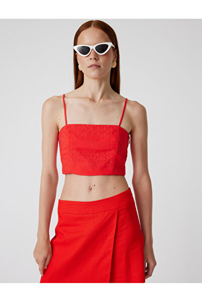 Koton Scalloped Bustier Thin Straps Crop Slim Fit