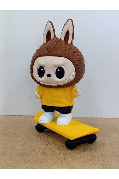 Gekan Labubu Skateboard Yellow 3D Figure Character Figurine Toy 13 cm