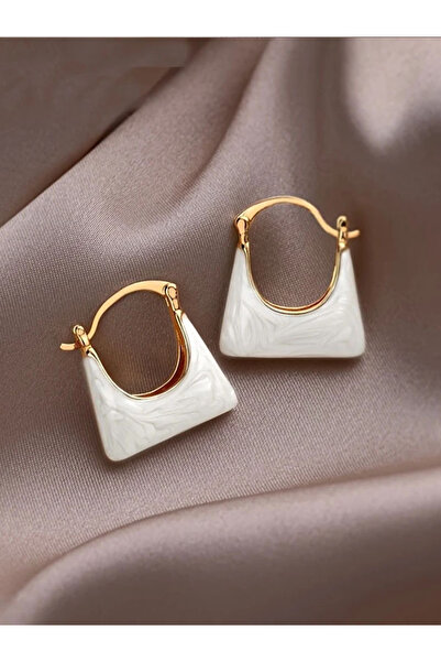 Bujiteri Niche Design White Bag-Shaped Earrings, Fashion and Trend Jewelry Women's Hoop Earrings