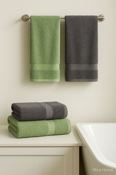 Mira Home 4 Piece Bath Towel Set 100% Cotton Dry Anthracite