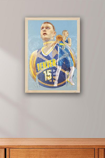 Saturn Nikola Jokic Framed Painting - Denver Nuggets Nba Poster Painting