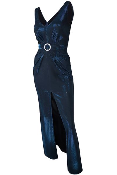 Atelier Anca Socolovschi Women's dress, long, blue lurex