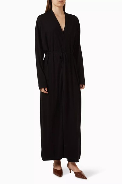 12storeez Silk Cotton Long Relax Fit Cardigan Black