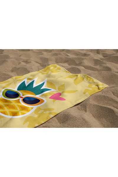 Home 3D Digital Pineapple Theme Beach Towel