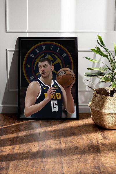 Saturn Nikola Jokic Framed Painting - Denver Nuggets Nba Poster Painting