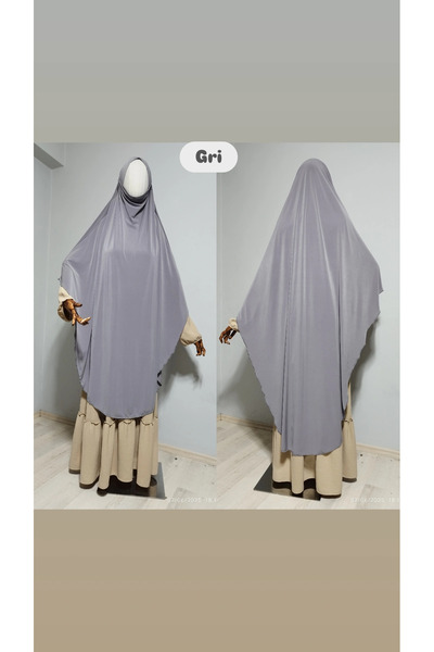 AHRAR tesettür Tam boy Sandy sufle khimar hijab eşarp gri
