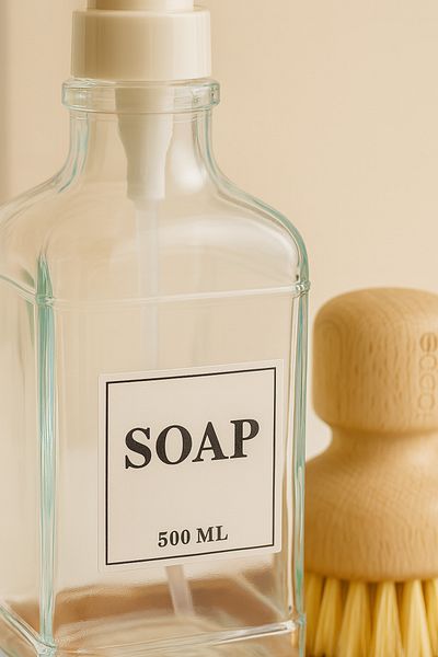 Mirilliahome Set of 3 Kitchen Soap Dispenser |   Glass 500 ml Liquid Soap Dispenser and Organizer with Wooden Base