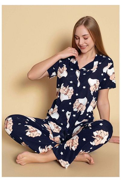 GİYDİNGİYDİN Women's Shirt Patterned Pajama Set