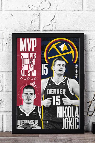 Saturn Pictură înrămată de Nikola Jokic - Pictură poster NBA MVP de baschet