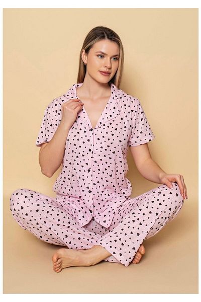 GİYDİNGİYDİN Women's Shirt Patterned Pajama Set