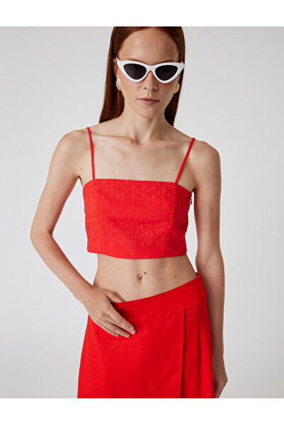 Koton Scalloped Bustier Thin Straps Crop Slim Fit