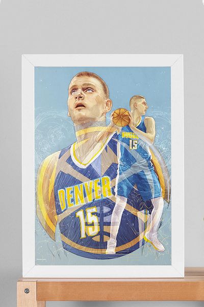 Saturn Nikola Jokic Framed Painting - Denver Nuggets Nba Poster Painting