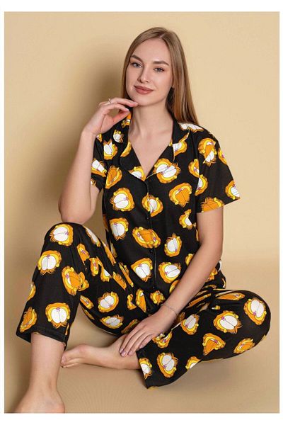 GİYDİNGİYDİN Women's Shirt Patterned Pajama Set