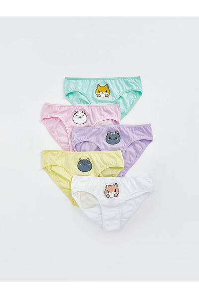 LC Waikiki Vizyon New Season Printed Girls' Underwear 5-Piece Set